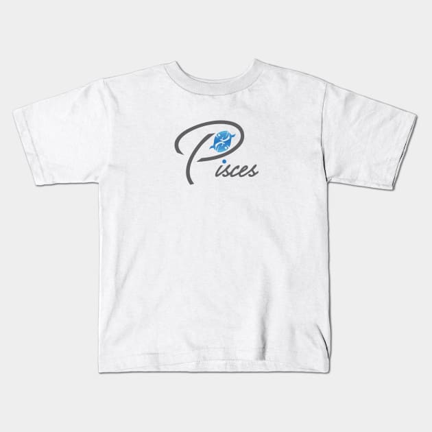 Pisces graphic design Kids T-Shirt by cusptees